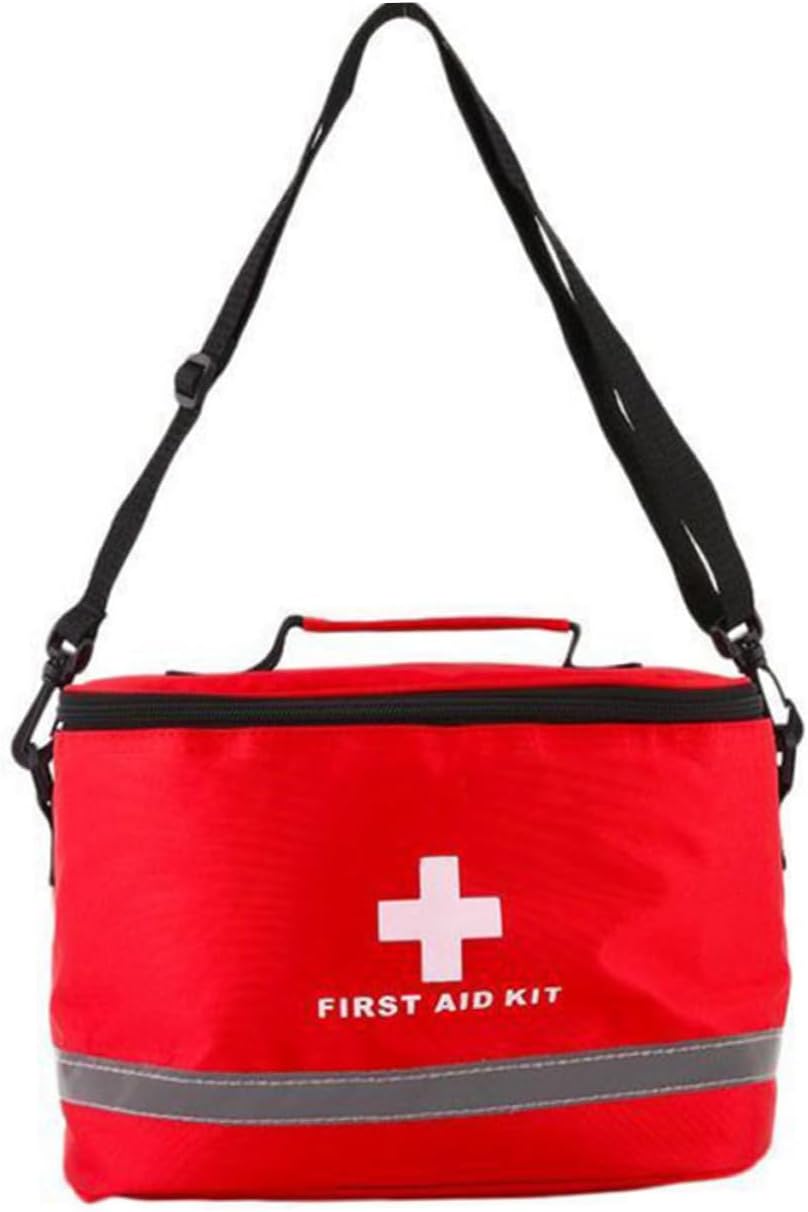 Mikinona Cylinder Shape First Aid Kit Bag with Buckle Closure Durable Emergency Survival Pouch with Random Red Shoulder Strap Portable Organizer for Travel Outdoor Random Color