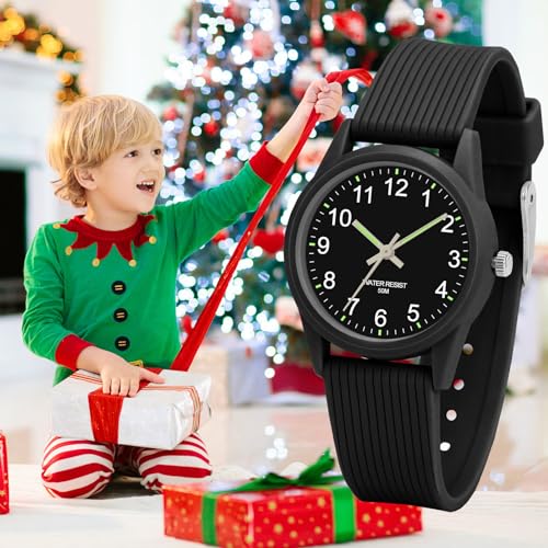 SOCICO Kids Analog Watches for Boys Girls 50M Waterproof Watches Learning Time Children Watch Easy to Read for Ages 3-12 Kids Birthday, Christmas Day, Children's Day Gifts (Black) - Image 5