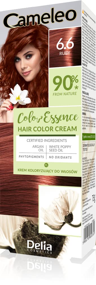 Cameleo - Color Essence - Hair Color Cream - Ruby - Colouring Tone- On-Tone - Effect up to 8 Washes - Natural Colour - Colour Refreshment - Nourishing - White Poppy, Argan Oils - 75g