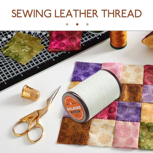 TEHAUX Fio encerado de costura de 80 metros, fio encerado para costura de couro, fio encerado, branc