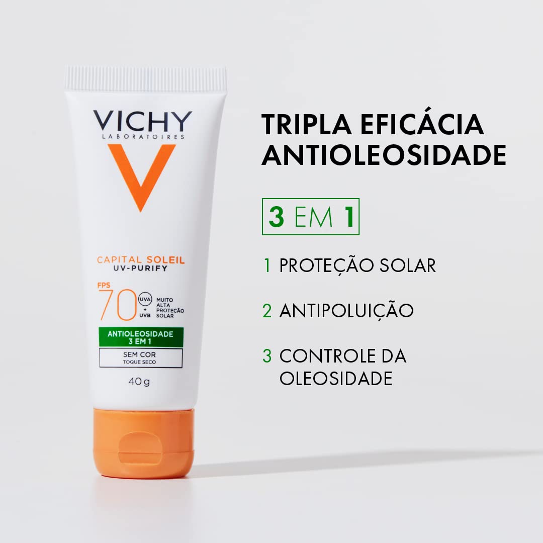Vichy, Capital Soleil UV-Purify; Protetor Sola Facial Com Cor e Ação Antioleosidade E Ação Purificante FPS70; 40G em promoção! Veja a oferta e mais achadinhos de Corpo 6 Hoje é o melhor dia para comprar Vichy, Capital Soleil UV-Purify; Protetor Sola Facial Com Cor e Ação Antioleosidade E Ação Purificante FPS70; 40G com aquele preço maroto! Promoção! Aproveite a oferta! 6