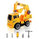 QuadPro Excavator Take Apart Toys Car Friction Powered Inertia Engineering Vehicles Take-A-Part Truck Tools Construction Toy for Kids Boys and Girls