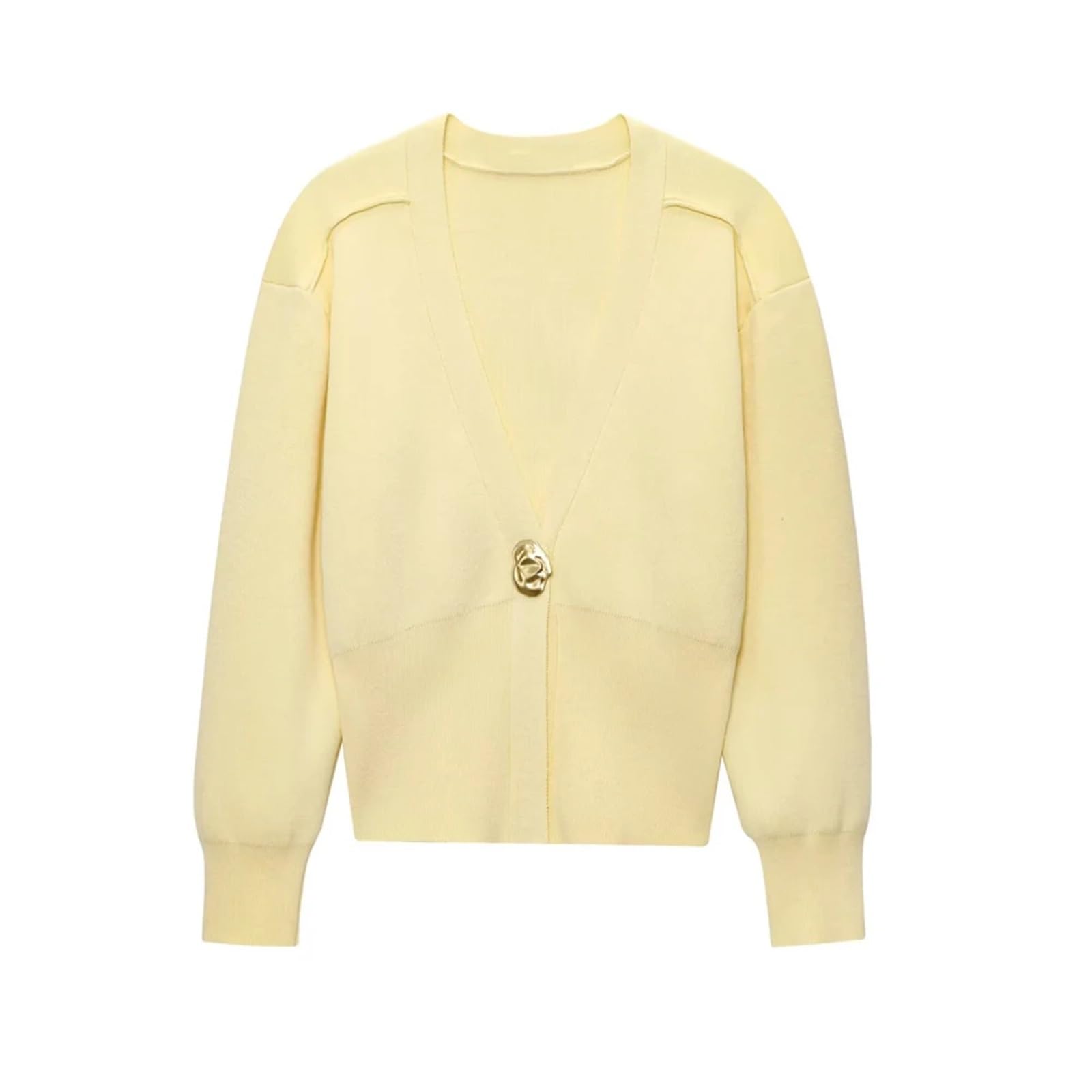 Cardigan Mujer Cárdigan de Punto con Botones Dorados en la Parte Delantera for Mujer, suéter Cuello V y Manga Larga, Prenda Exterior Femenina
