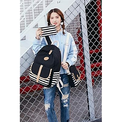 Backpack Set Teen Girls Schoolbag Primary School Bookbag Kids Students Knapsack Daypack with Lunch Box Pencil Case