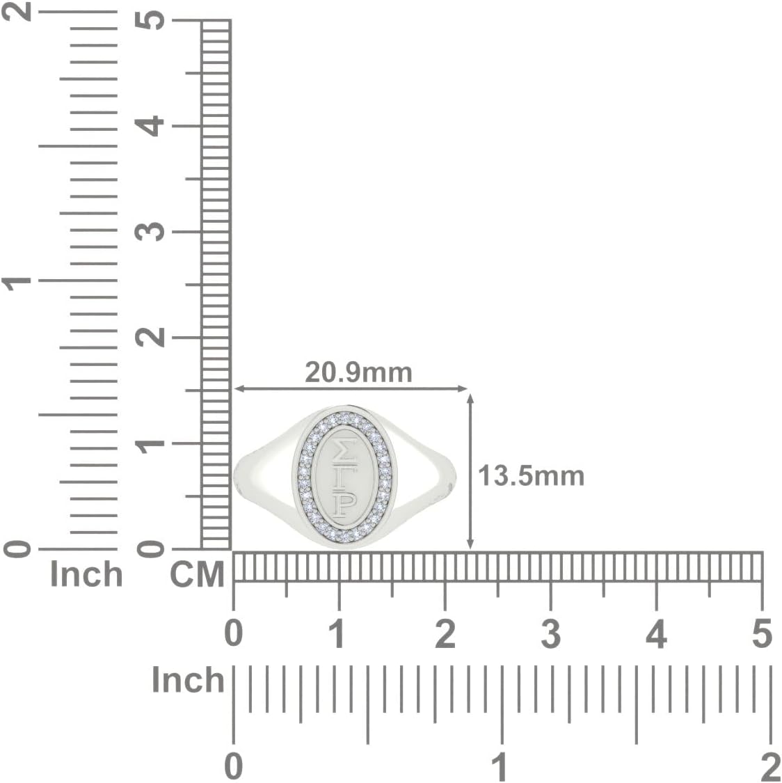 Sigma Gamma Rho Rings for Women,Sterling Silver Oval Ring for Women with White Cubic Zirconia(R006-White)