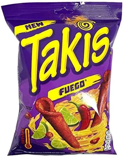 Takis Fuego Hot Chili Pepper & Lemon Lime Artificially Flavored Tortilla Chips, 183 Gm
