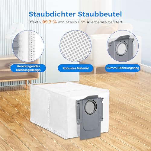 14 Stück Staubbeutel für Roborock S8 MaxV Ultra/Qrevo/Qrevo Pro/Saros 10R/Saros 10/QV35A/Qrevo S/Qrevo Slim/Qrevo Curv S5X/Qrevo Curv 2 Flow/Qrevo Edge/Qrevo MaxV Staubsauger - Hochwertig beutel
