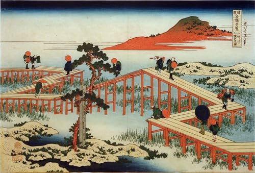 Affiche Toile Hokusai Pont Yatsuhashi pour habiller un grand mur vide