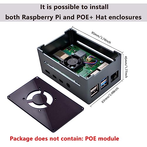 GeeekPi Case for Raspberry Pi 4, Pi 4 Aluminum Case with Fan, Pi 4 Heatsink for Raspberry Pi 4 Model B, High Case Supports POE Hat by GeeekPi - Image 2