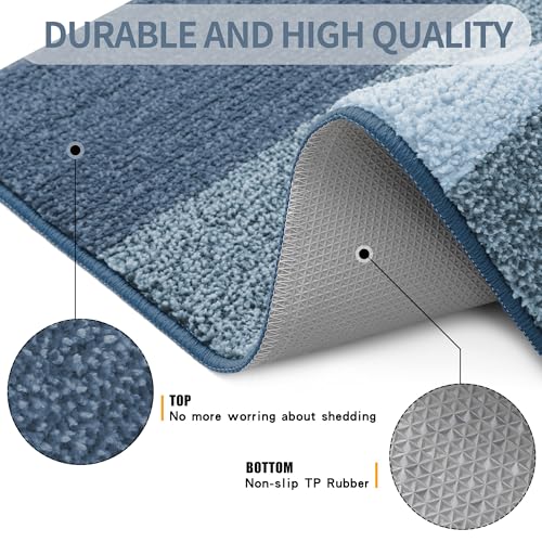 Grandaily Indoor Doormat, 20" x 32" Non-Slip Mud Trapper Absorbent Front Door Mats, Washable Striped Inside Entryway Mat, Low-Profile Welcome Mat Entrance Mat, Light Blue by Grandaily - Image 3