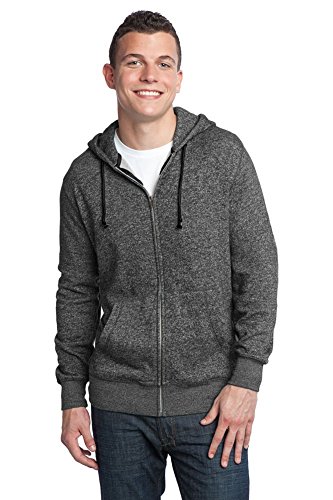 District - Young Mens Marled Fleece Full-Zip Hoodie DT192 - Marled Black_L