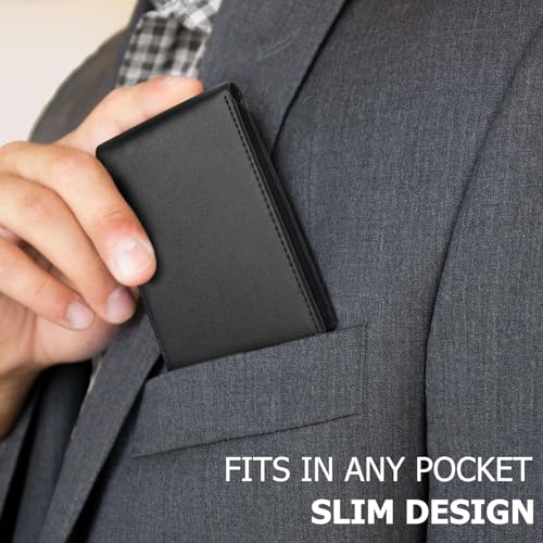 Slim Mens Wallets Leather Rfid Blocking Bifold Wallets for Men With ID Window3
