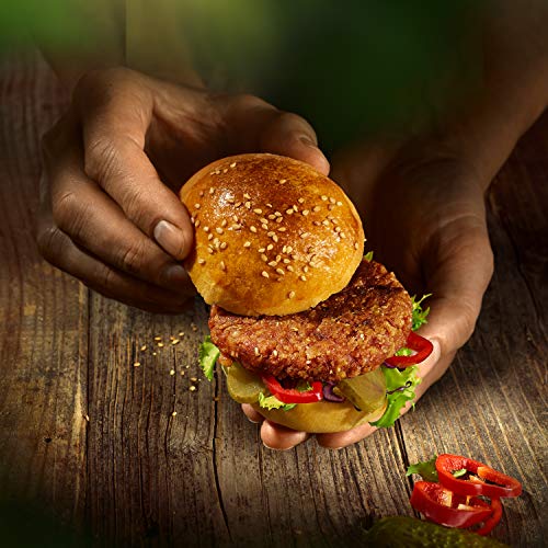 biozentrale Veganer Burger Smoky BBQ 170 g ca. 4 Burger, vegane Fleisch-Alternative aus Erbsenprotein, hoher Proteingehalt, ohne Soja, zum Braten und Grillen
