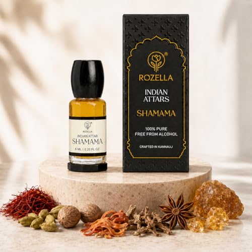 Image of ROZELLA Shamama Authentic Attar for Men and Women | Warm Spiced Deep Aromatic Perfume Oil | Traditional Fragrance Blend | Non Alcoholic Long Lasting Attar Fragrance | 3 ml