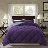 ELNIDO QUEEN 2 Pieces Comforter Set (Twin/Twin XL, Purple & Grey) - 1 Reversible Down Alternative Co