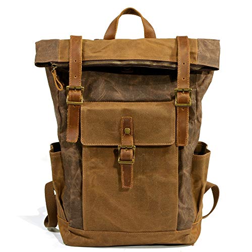 Outdoor Trekking Daypack Vintage Casual Water Resistant Daypacks Backpack Hiking Travel Bookbag for Camping Outdoor Sport,Coffee-30x11x50cm