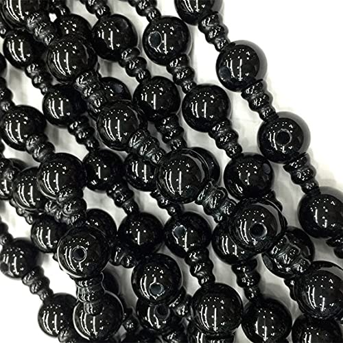Perles gourou agate noire pour création de chapelet bouddhiste de 10mm lot de 10 sets 04207