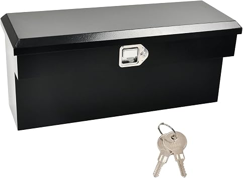 33 Inch Steel Heavy Duty Side Mount Truck Tool Box Pick Up Truck Bed RV Trailer Toolbox Storage Organizer with Side Handle, Lock & Keys,Black 33"X8.5"X15"