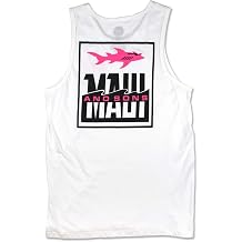 Maui and Sons Fish Out of Water Tank Top | Classic White Sleeveless Graphic Shirt Inspired by California Surf Culture & Designed for Everyday Comfort Small