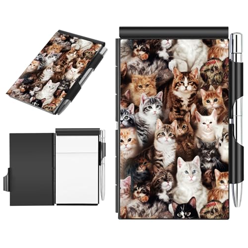 BFDHGQZC Metal Pocket Notebook with Pen, Mini Flip Memo Pad