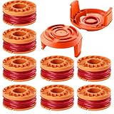 YHLFOOZ 10ft 0.065' Line String Trimmer Replacement Spool for Worx WA0010 WG180 WG163 WG175 Electric Trimmer/Edger Weed Eater Line 10ft 0.065',Spool Replacement Parts (8 Spools, 2 Caps)