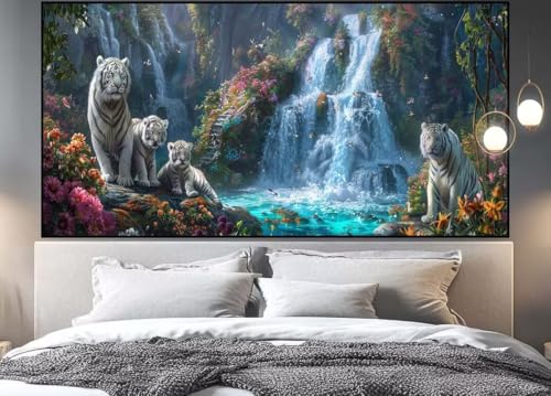 Diamond painting adulte grand format tigre xxl 130x60cm pour broderie diamant automne