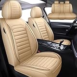 BLAWIWAL Leather Car Seat Covers for Mercedes-Benz GLB 250 2020-2024,Car Seat Covers Full Set,Seat Cover with Safety,Waterproof Seat Cover Compatible Airbag(5pcs Beige Standard)