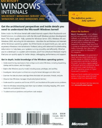 Microsoft® Windows® Internals, Fourth Edition: Microsoft Windows Server(TM) 2003, Windows XP, and Windows 2000: Microsoft Windows Server 2003, Windows XP, and Windows 2000