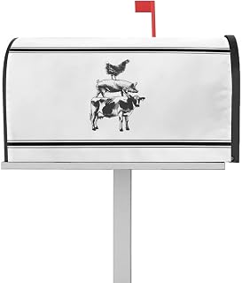 Mailbox Cover Magnetic Farm Cow Pig Chicken Mailbox Covers Standard Size 21x18in,Mailbox Covers Wrap Post Letter Box Cover for Garden Yard Outdoor Decor Animal Art Black White Stripe