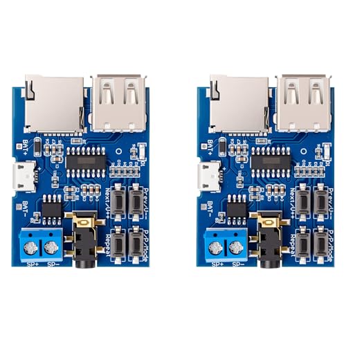 KEAcvise 2-Packssuper decoder - dfplayer mini mp3 Module with Audio Amplifier and Recorder for tf Card u Disk Play Micro USB 5v Power Supply