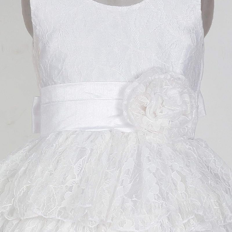 Image of Ripening Girl's Princess Christmas Lace Flower Kids Long Dresses Gown White