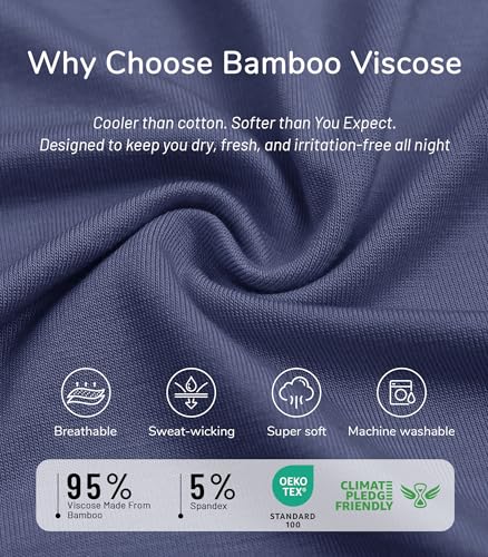 Image of NACHILA Women's Bamboo Viscose Pajama Sets Summer Cooling Short Sleeve Capri Soft Pjs Night Sweats Moisture Wicking Sleepwear