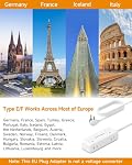 Adaptateur de prise européen, 4 AC Sorties 5 USB Ports (3 USB-C), Type E/F Plug Adaptateur pour le Canada vers l'Europe Allemagne France Espagne Grèce Italie Cruise Travel Essentials, 5Ft