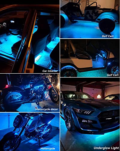 Image of Keiurot 12V Led Light Strip 24 inch Connectable Ice Blue Led Strip Lights for Cars Golf Cart Motorcycle Boat Trucks Waterproof Led Strip Lights, 4Pack