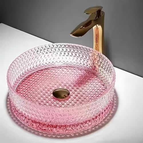 Diamond Shaped Crystal Glass Vessel Sink - Elegant Above Counter Bathroom Basin for Modern Decor, Stylish & Durable Design, Perfect for Luxury Bathrooms