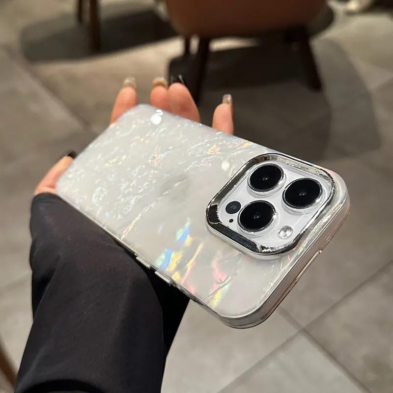 Image of COVERLY for iPhone 17 Holographic Marble Glitter Case,Luxury Laser Colorful Dreamy Hard Shell Phone Case Camera Lens Protection Shinny Bling Nebula Shockproof Aesthetic Cover for Apple iPhone 17