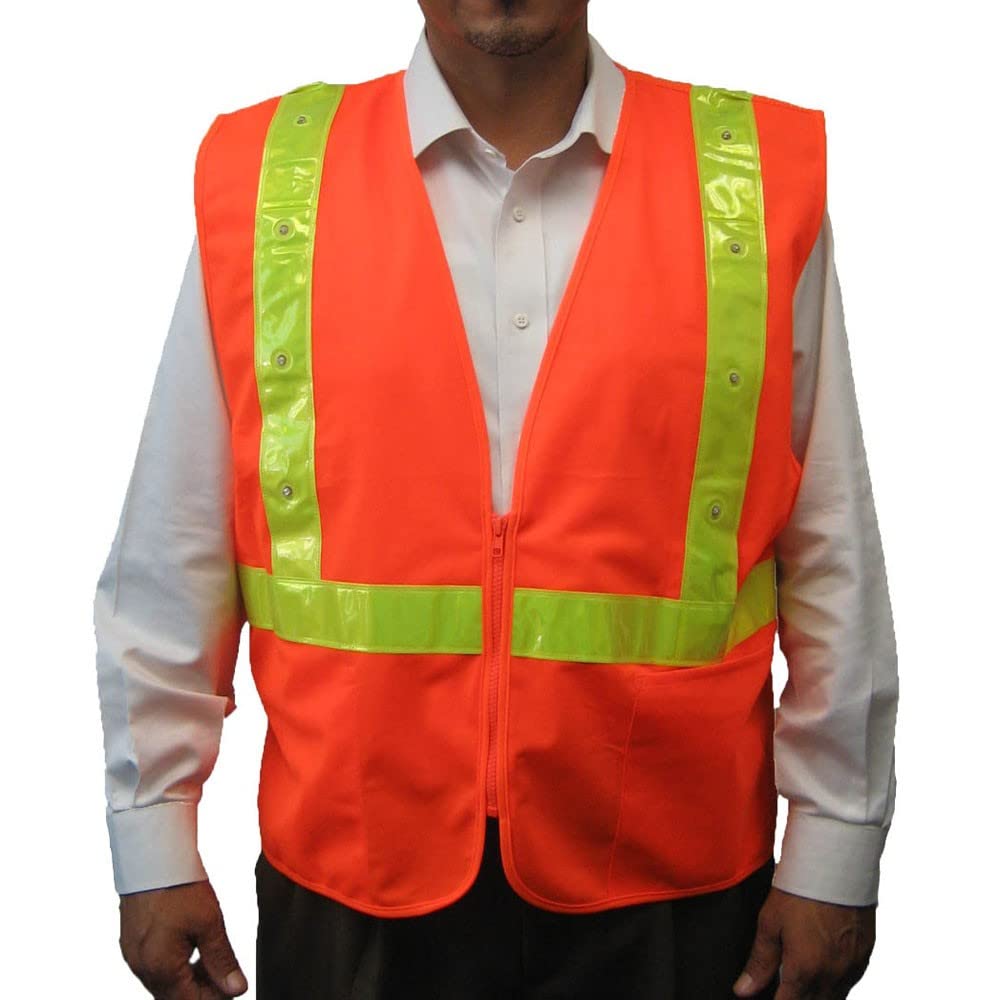 ANSI/ISEA Class 2 Hi-Vis LED Safety Vest 16 Bright LED Lights Yellow PVC Reflective, Zipper, Pockets