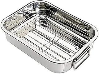 Stainless Steel Roasting Tin with Rack - Professional Stainless Steel Roasting Tray with Removable Rack - Oven Roasting Pan with Grill - with Sturdy Handles 30cm
