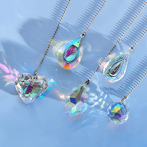 Worldity 5 Pieces Crystal Ceiling Fan Pull Chain, Rainbow Maker Fan Pulls Decorative, Pull Chain Extension With Connector For Living Room Bedroom Ceiling Light Fan, 20Inches #TOP6