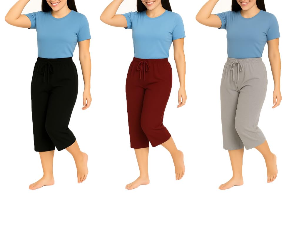 brand flex Womens Loosefit Capri 3Pack (Black, Grey, Marrone)-picture-25