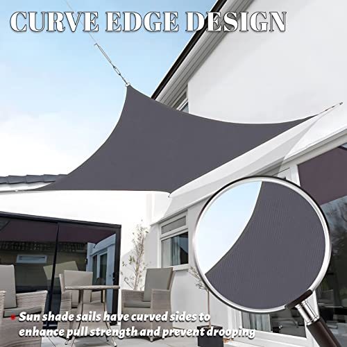 Sunlax Sun Shade Sail, 16'5''X 16'5'' Dark Grey (Gray) Square Canopy Shades For Outdoor Patio Pergola Cover Sunshade Sails Uv Blocking Canovas Covers #TOP2