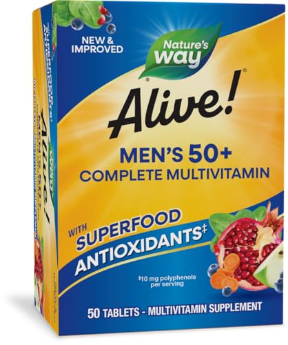 Nature's Way Nature’s Alive Men’s 50+ Complete Multivitamin High Potency BVitamins Tablets, Natural, 50 Count
