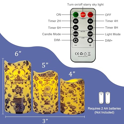 Bougies piliers à piles imprimées avec télécommande 11 touches