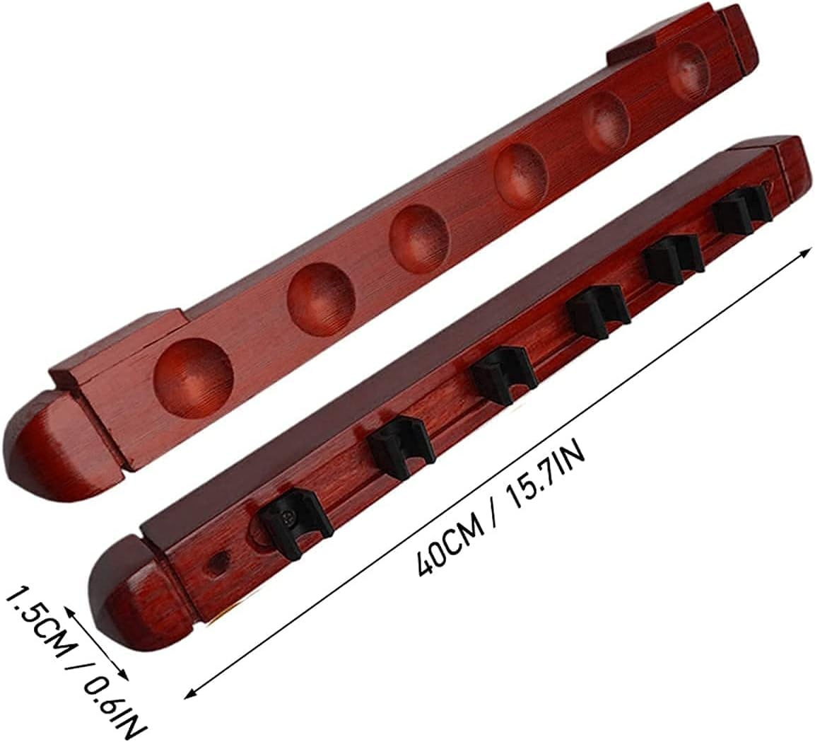 Billiards House cues cue Stick 6 Pcs Cue Wall Mount Wood Pool Cue Rack Billiard Wall Rack Hardwood Solid Wood Pool Cues Racks Billiard Accessories,Coffee(Color:Coffee)
