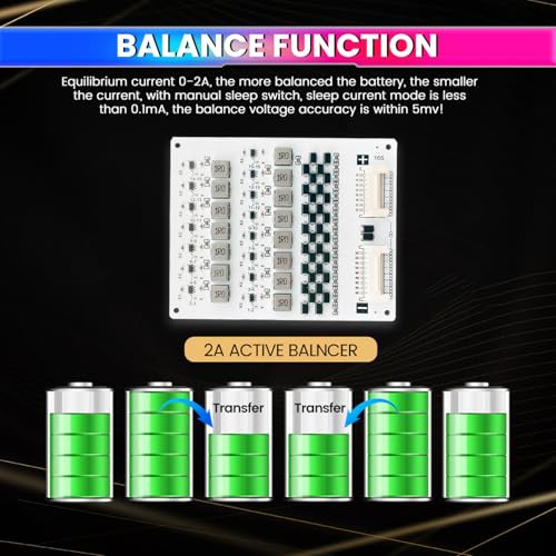 Image of amiciSolar 16S 2A Active Balancer Board for LFP LiFePO4 Lithium Li-ion Lipo LTO Battery Packs - Inductive Energy Equalization for 3.0V~4.2V Cells, Efficient Voltage Balancing