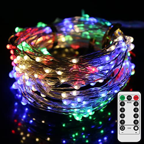 Dreamworth 40 Ft 240 Led's Silver Wire Lights,Remote Battery Operated Led String Lights 8 Lighting Mode Waterproof With 13 Key Remote Control For Christmas Holiday, Wedding, Parties(Multicolor) #TOP7