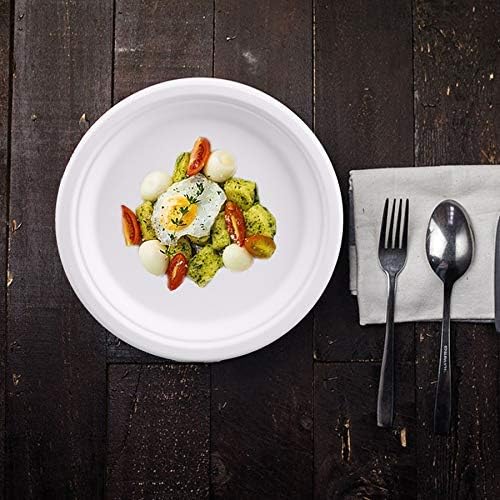 Bekith 150 Pack 10-Inch Paper Plates Biodegradable Disposable Round Plates, Eco-Friendly, Natural Compostable Plant Fiber Plate - Great for Lunch and Dinner Parties, White