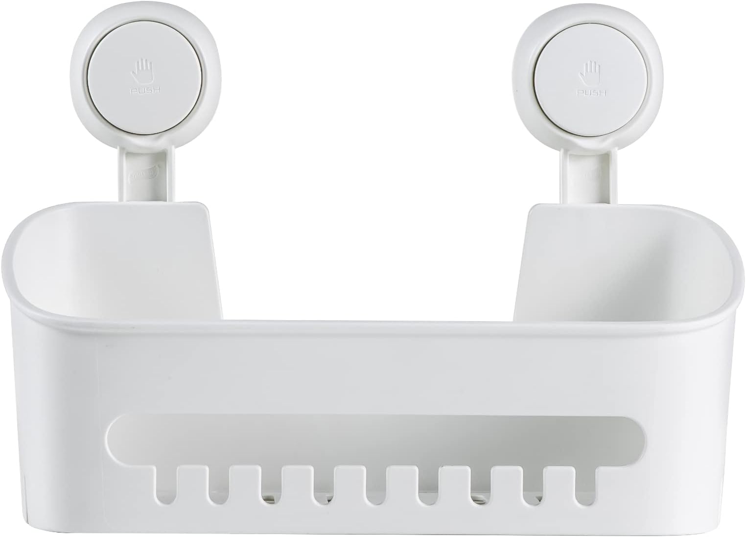 Étagère Douche Ventouse 22 LB - Sans Perçage - Blanc - Panier Rangement Salle De Bain/Cuisine - Drainage Incliné