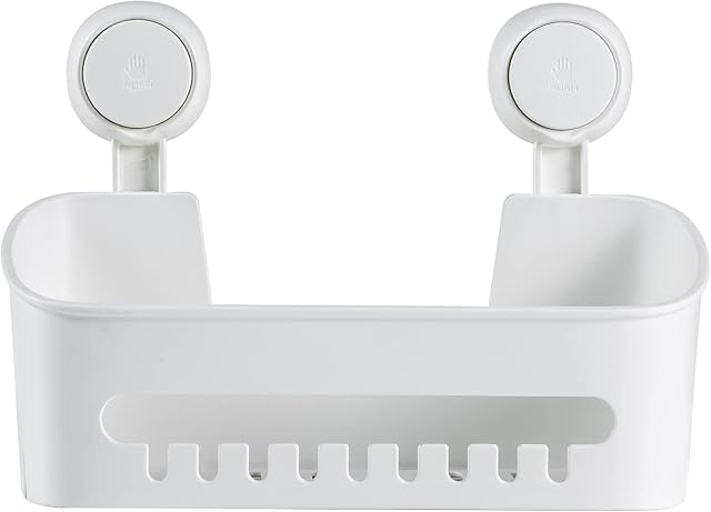 Uten Shower Caddy Suction, Shower Caddy Corner, Plastic Bathroom Organiser with Removable Suction Cup Wall Shelf No Drilling for Shampoo Conditioner Razor Accessories
