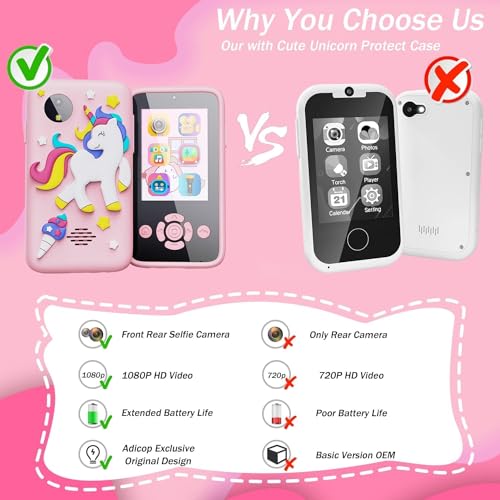 Image of Kids Smart Phone for Girls - Birthday Gifts for Kids Age 3-10 Toys Cell Phone, 2.8 inch Touchscreen with Dual Camera Selfie Phone - Toddler Learning Play Toy (Pink Unicorn)